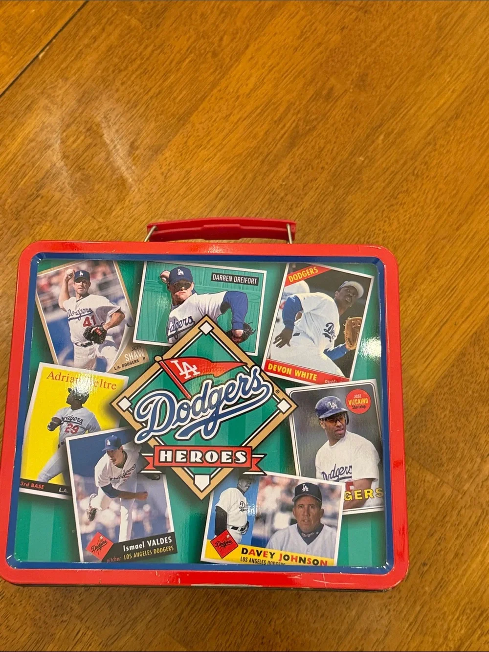 Los Angeles Dodgers Kids Tin Lunchbox - Red & Green 1999 new